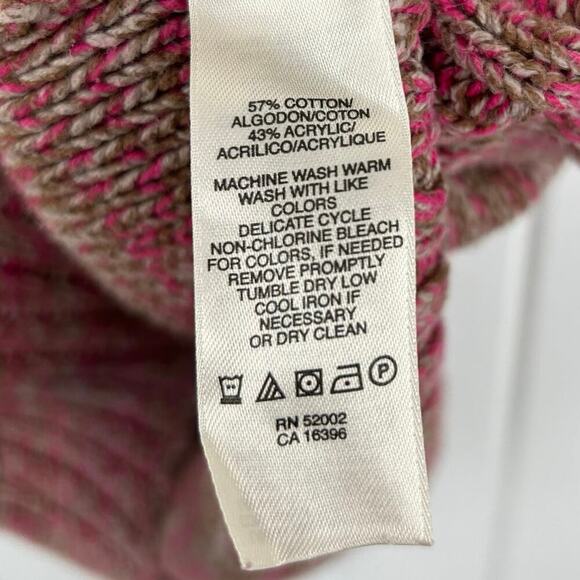 DKNY Jeans Women Cable Knit Short Sleeve Sweater Preppy Coastal Boho Pink Medium - Picture 6 of 6